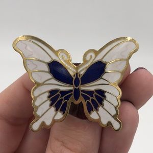 Purple & White Gold tone Butterfly Pin
